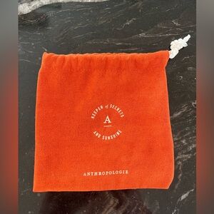 New Anthropologie Burnt Orange/Copper Suede-like Cloth, Drawstring Jewelry Pouch